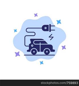 Automotive Technology, Electric Car, Electric Vehicle Blue Icon on Abstract Cloud Background
