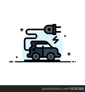 Automotive Technology, Electric Car, Electric Vehicle  Business Flat Line Filled Icon Vector Banner Template
