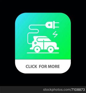 Automotive Technology, Electric Car, Electric Vehicle Mobile App Button. Android and IOS Glyph Version
