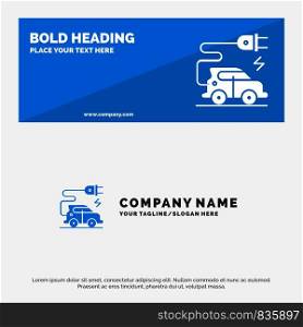 Automotive Technology, Electric Car, Electric Vehicle SOlid Icon Website Banner and Business Logo Template