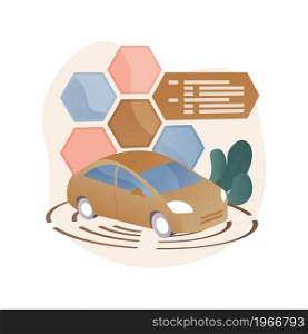Autonomous car abstract concept vector illustration. Self-driving car, driverless robotic vehicle, sensor based technology, autonomous vehicle, self-operated, test-drive abstract metaphor.. Autonomous car abstract concept vector illustration.
