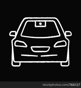 Autonomous car with video camera chalk icon. Smart car front view. Intelligent auto. Self driving automobile. Driverless vehicle. Isolated vector chalkboard illustration. Autonomous car with video camera chalk icon