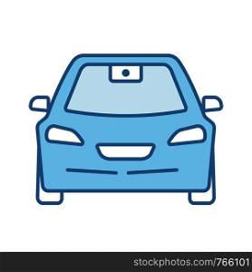 Autonomous car with video camera color icon. Smart car front view. Intelligent auto. Self driving automobile. Driverless vehicle. Isolated vector illustration. Autonomous car with video camera color icon