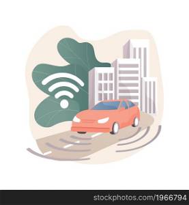 Autonomous driving abstract concept vector illustration. Automated driving technology, test-drive, autonomous truck, self-driving car, future transport system, no human vehicle abstract metaphor.. Autonomous driving abstract concept vector illustration.