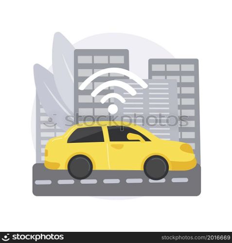 Autonomous driving abstract concept vector illustration. Automated driving technology, test-drive, autonomous truck, self-driving car, future transport system, no human vehicle abstract metaphor.. Autonomous driving abstract concept vector illustration.