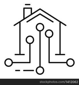 Autonomous house icon. Outline autonomous house vector icon for web design isolated on white background. Autonomous house icon, outline style