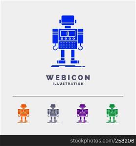 autonomous, machine, robot, robotic, technology 5 Color Glyph Web Icon Template isolated on white. Vector illustration