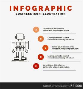 autonomous, machine, robot, robotic, technology Infographics Template for Website and Presentation. Line Gray icon with Orange infographic style vector illustration. Vector EPS10 Abstract Template background