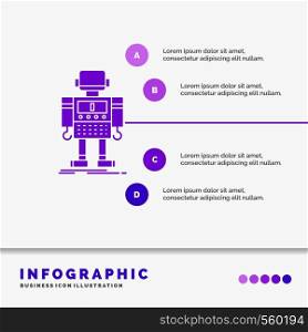autonomous, machine, robot, robotic, technology Infographics Template for Website and Presentation. GLyph Purple icon infographic style vector illustration.. Vector EPS10 Abstract Template background