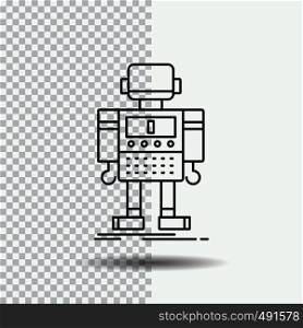autonomous, machine, robot, robotic, technology Line Icon on Transparent Background. Black Icon Vector Illustration. Vector EPS10 Abstract Template background