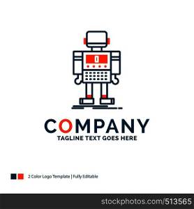 autonomous, machine, robot, robotic, technology Logo Design. Blue and Orange Brand Name Design. Place for Tagline. Business Logo template.