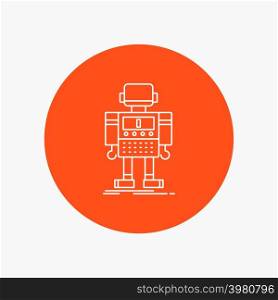 autonomous, machine, robot, robotic, technology White Line Icon in Circle background. vector icon illustration