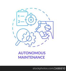 Autonomous maintenance blue gradient icon. Continuous production. Total productive maintenance abstract idea thin line illustration. Isolated outline drawing. Myriad Pro-Bold font used. Autonomous maintenance blue gradient icon