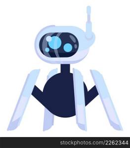 Autonomous robot with sensors and camera semi flat RGB color vector illustration. Robot design and construction. Innovative robotic technology isolated cartoon character on white background. Autonomous robot with sensors and camera semi flat RGB color vector illustration