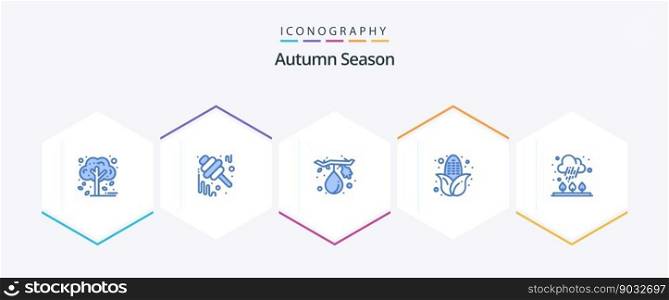 Autumn 25 Blue icon pack including cloud. food. jar. corn. healthy