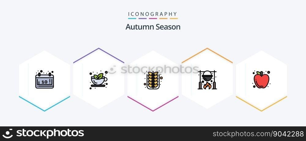 Autumn 25 FilledLine icon pack including cooking. picnic. autumn. caldron. tree