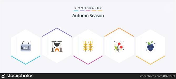 Autumn 25 Flat icon pack including cold. berries. cooking. autumn. thanksgiving