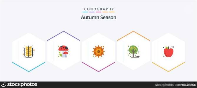 Autumn 25 Flat icon pack including fruit. apple. autumn. tree. autumn