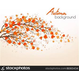 Autumn abstract background with colorful leaves. Vector
