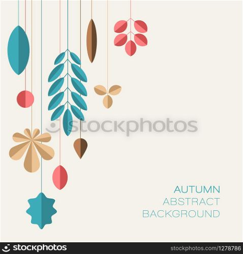 Autumn abstract floral background made from minimalist leafs with place for your text