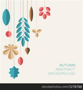 Autumn abstract floral background made from minimalist leafs with place for your text