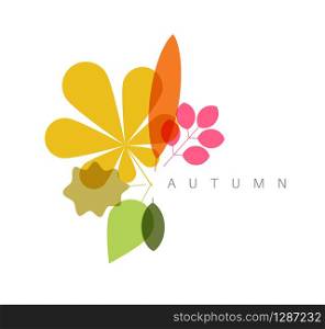 Autumn abstract floral background made from minimalist leafs with place for your text. Autumn minimalist abstract floral background