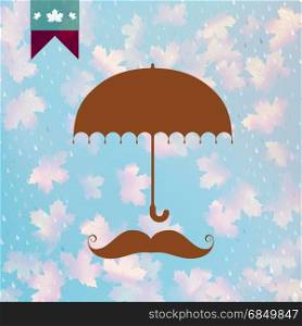 Autumn Aged vintage card with Umbrella and Moustaches. And also includes EPS 10 vector
