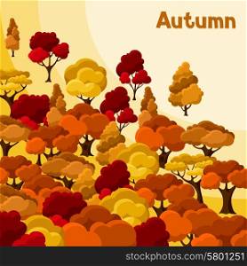 Autumn background design with abstract stylized trees. Autumn background design with abstract stylized trees.