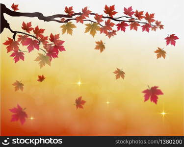 Autumn background with blurred maple fallen leaves. Vector Illustration