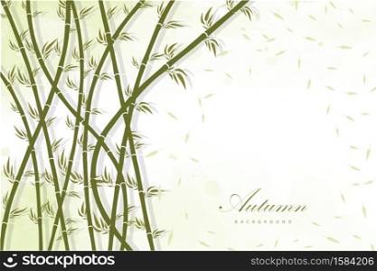 Autumn background with green bamboo forest landscape.