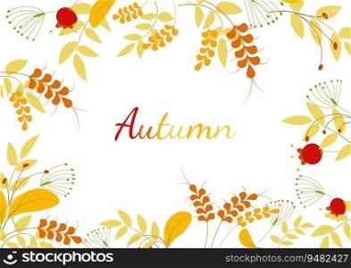 Autumn background with leaves and berries. For your design. Vector illustration.