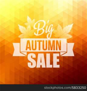 Autumn background with leaves. . Autumn sun triangle vector background with leaves. Vector illustration Eps10. Big sale
