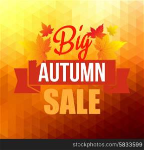 Autumn background with leaves. . Autumn sun triangle vector background with leaves. Vector illustration Eps10. Big sale