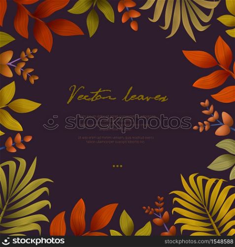Autumn background with leaves. For shopping sale or promo poster and frame leaflet or web banner. Vector illustration template.. Autumn background with leaves. For shopping sale or promo poster and frame leaflet or web banner. Vector illustration template