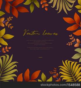 Autumn background with leaves. For shopping sale or promo poster and frame leaflet or web banner. Vector illustration template.. Autumn background with leaves. For shopping sale or promo poster and frame leaflet or web banner. Vector illustration template