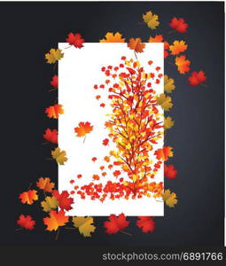 Autumn background with maple leaves card