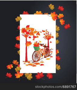 Autumn background with maple leaves card