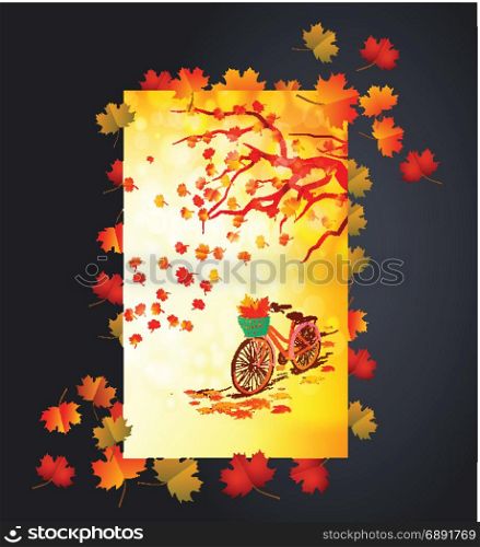 Autumn background with maple leaves card