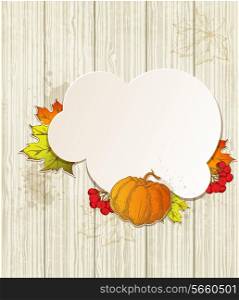 Autumn background with pumpkin and red viburnum