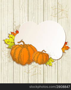 Autumn background with pumpkins and leaves