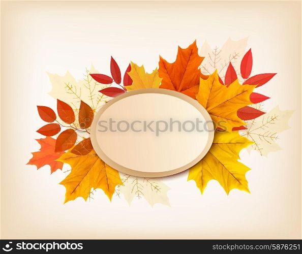 Autumn background with red, yellow, orange leaves. Vector.