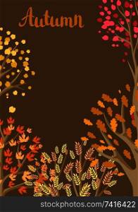 Autumn background with stylized trees. Natural illustration.. Autumn background with stylized trees.