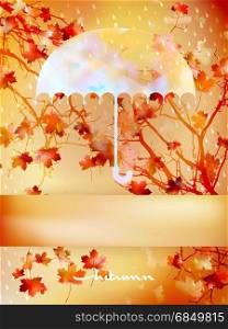 Autumn background with umbrella and leaves. And also includes EPS 10 vector