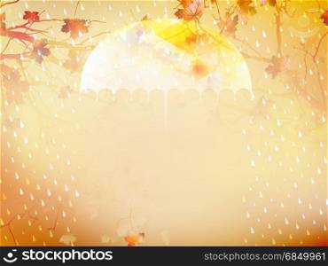 Autumn background with umbrella and leaves. And also includes EPS 10 vector