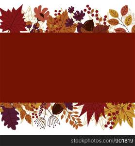 Autumn banner on leaves fall background with copy space vector illustration