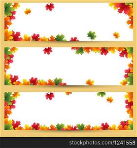 Autumn banners with maple leaves background Golden autumn season. Autumn banners with maple leaves background