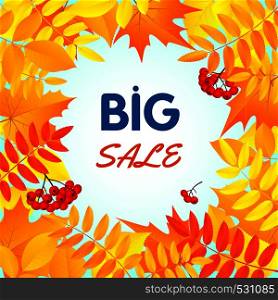 Autumn big sale concept background. Flat illustration of autumn big sale vector concept background for web design. Autumn big sale concept background, flat style