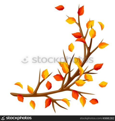 Autumn branch of tree and yellow leaves. Seasonal illustration. Autumn branch of tree and yellow leaves. Seasonal illustration.