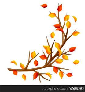 Autumn branch of tree and yellow leaves. Seasonal illustration. Autumn branch of tree and yellow leaves. Seasonal illustration.