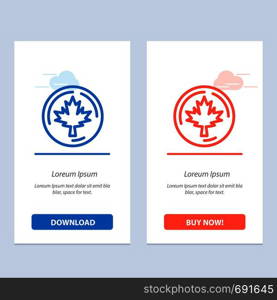 Autumn, Canada, Leaf, Maple Blue and Red Download and Buy Now web Widget Card Template